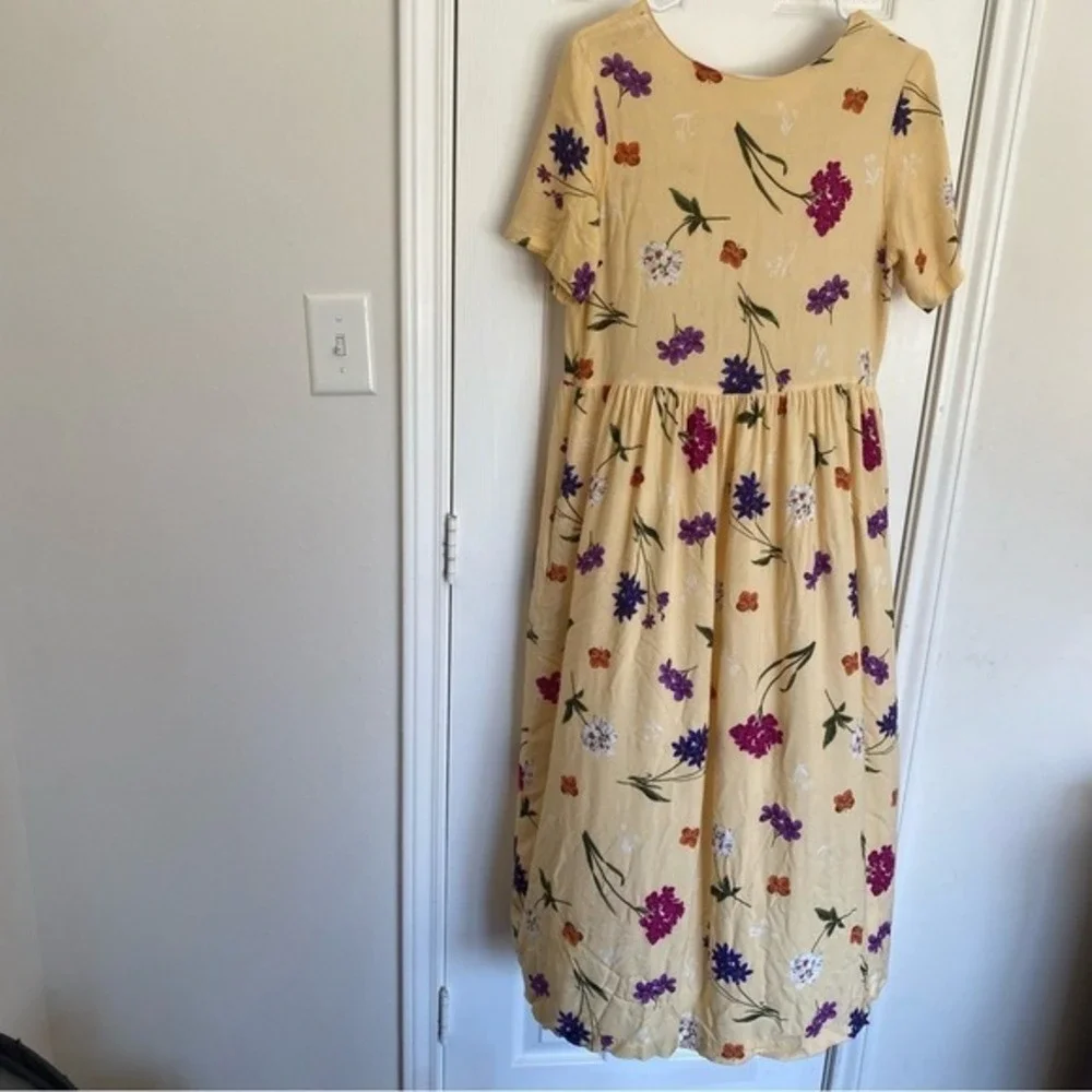 Y2K Vintage‎ BOBBIE MCGEE Women's 90s Floral Yellow Maxi Dress Cottage Core SZ M